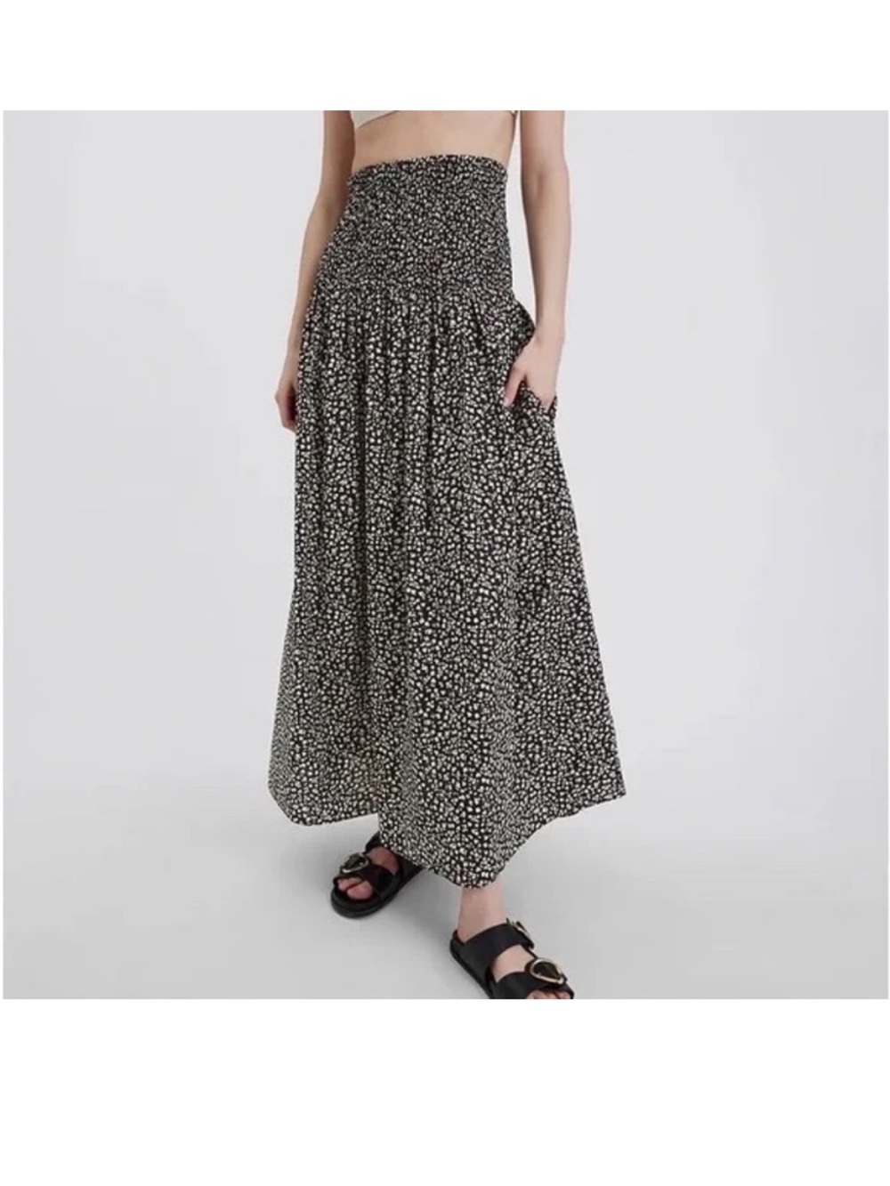 Solid & Striped x Sofia Richie Grainge Smocked Floral Cotton Maxi Zaria Skirt